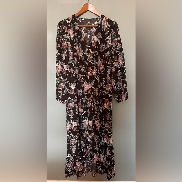 NWT 2 dresses! SPIEZ Women's Floral Printed V Neck Dress Long Sleeve Maxi Size M - Picture 4 of 8